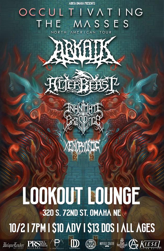 Lookout Lounge, Unique Leader Records, Occultivating the Masses Tour, Arkaik, Alterbeast, Inanimate Existence, Xenophonic